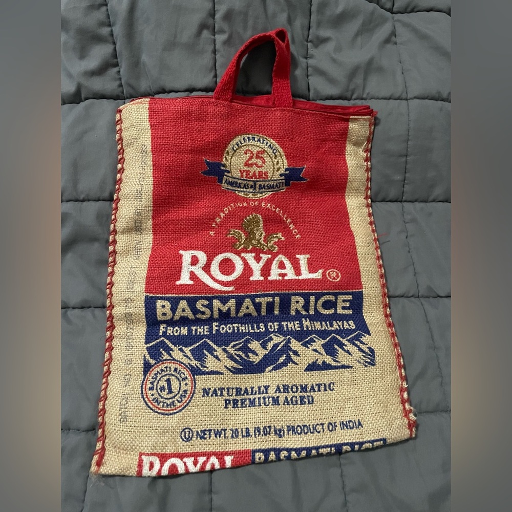 Burlap Royal Basmati Rice Reusable Tote Bag
